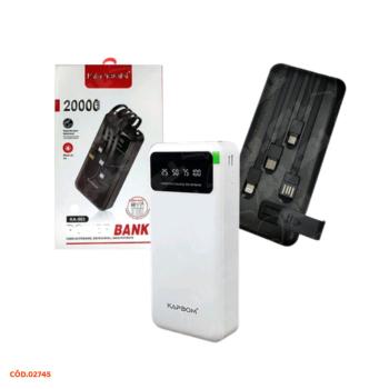 POWER BANK CARREGADOR PORTATIL 20000MAH CABO V8 TIPO C IPHONE USB KA-9882