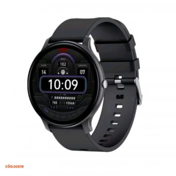 RELOGIO REDONDO SMARTWATCH PRETO SILICONE AJ-L81