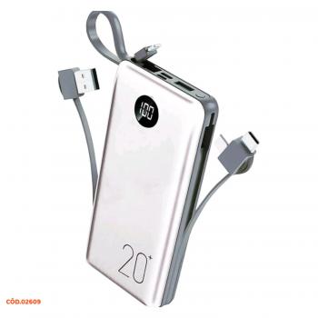POWER BANK CARREGADOR PORTATIL 20000MAH CABO V8 TIPO C IPHONE