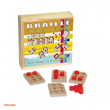 ALFABETO BRAILLE VAZADO MDF 15 PECAS CX MDF