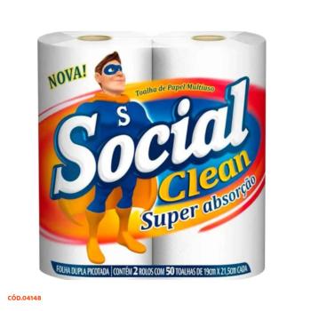 PAPEL TOALHA SOCIAL CLEAN 02 UNID 100 FOLHAS
