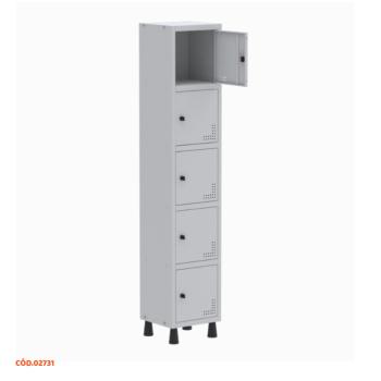 ROUPEIRO EM AÇO MT 1V COM 5 PORTAS CINZA CRISTAL PANDIN