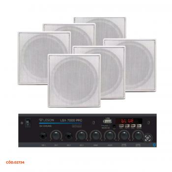 KIT DE SOM AMBIENTE 8 CAIXAS DE EMBUTIR QUADRADA + AMPLIFICADOR 4 CANAIS BLUETOOTH LESON BIVOLT