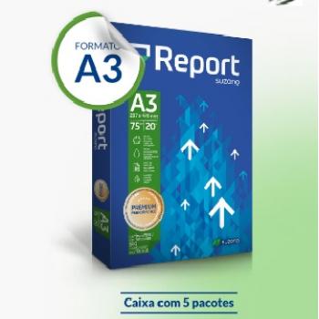 Papel Sulfite Report Premium A3 75g 500 folhas - Caixa com 5 pacotes  (papelaria)