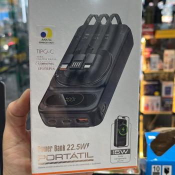 CARREGADOR PORTATIL POWERBANK 20 000 MAH INDUÇÃO