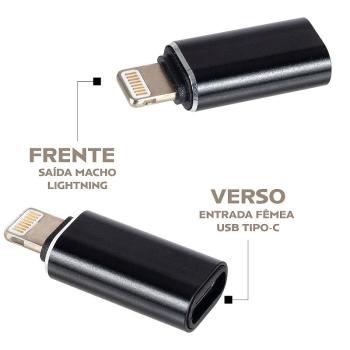 ADAPTADOR OTG TIPO C FEMEA  X IPHONE MACHO