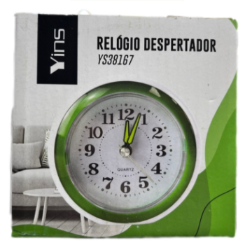 RELÓGIO DESPERTADOR TAM: 9x9CM - MARCA: YINS REF: YS38167