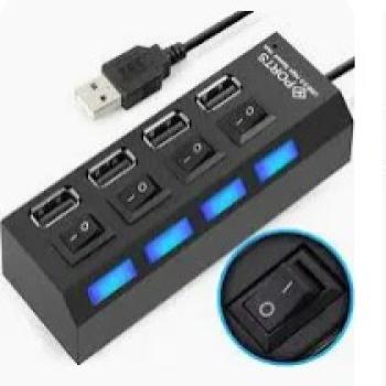 HUB USB 2.0 4 PORTAS COM INTERRUPTOR LIGA E DESLIGA
