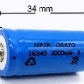 PILHA JAPONESA RECARREGAVEL MINI COM PINO 16340