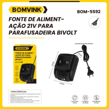 FONTE DE ALIMENTAÇÃO 21V PARA PARAFUSADEIRA BIVOLT BOM-5592