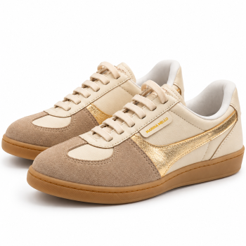 12207SOF Tênis Marina Mello Porcelena/Creme/Ouro