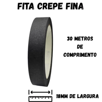 FITA CREPE PRETA ROLO 18X30 - 30MT