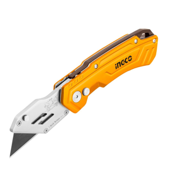 ESTILETE DOBRAVEL EM ALUMINIO COM 6 LAMINAS TRAPEZOIDAIS 61MM X 19MM - INGCO