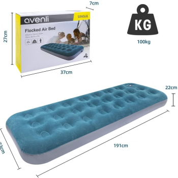 COLCHAO INFLAVEL SOLTEIRO 191 X 73 X 22CM COM INFLADOR EMBUTIDO - 100KG