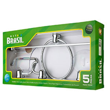ACESSORIO WC BRASIL CROMADO CRISTAL 5 PECAS B1302050/10