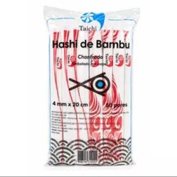 HASHI BAMBU GRUDADO  TAICHI EMBALAGEM DE PAPEL COM 50 PARES