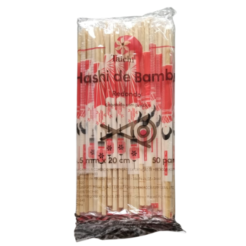 HASHI BAMBU REDONDO DELIVERY (FINO) GANESH EMBALAGEM DE PLÁSTICO COM 50 PARES