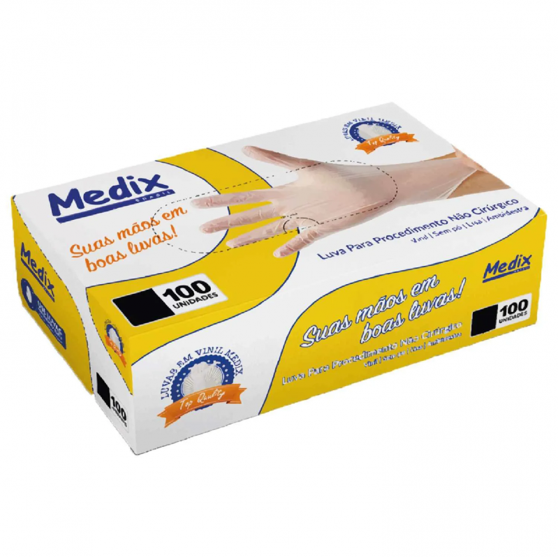 Luva Vinil sem Pó Uso Médico Tam GG Medix cx 100 unid