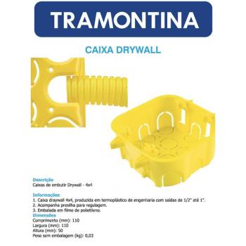 CAIXA LUZ DRYWALL 4X4 PAREDE PLÁSTICA AMARELA TRAMONTINA
