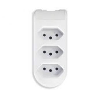 TOMADA BARRA ,TRIPLA BRANCA 2P 10A PLUZIE
