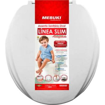 ASSENTO SANITARIO ALMOFADADO OVAL MEBUKI SLIM BRANCO