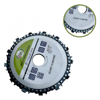 DISCO SERRA MADEIRA COM CORRENTE DE MOTOSSERRA 125 X 22.2