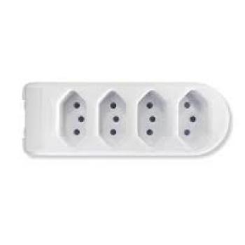 TOMADA BARRA QUADRUPLA BRANCA 2P 10A  PLUZIE