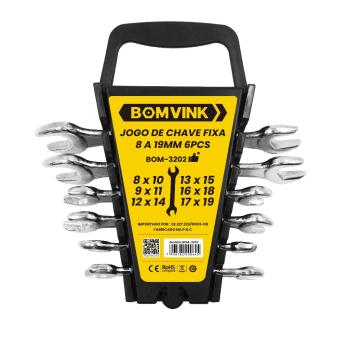 JOGO DE CHAVE FIXA 6 PEÇAS 8 A 19MM BOMVINK 3202