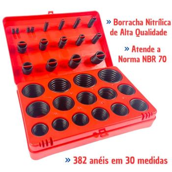 KIT 382 ANEIS DE VEDACAO  EM BORRACHA  DICVERSOS TAMANHO  BOMVICK 5923