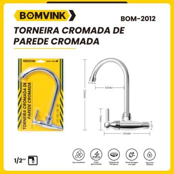 TORNEIRA CROMADA ABS PARA PAREDE  BOMVICK -2012