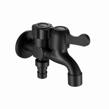 TORNEIRA DUPLA SAIDA 1/2 E 3/4  METAL PRETA  BOMVINK