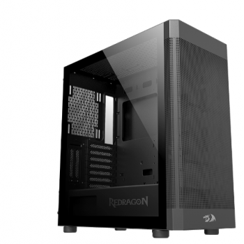 Gabinete Gamer Redragon Aeroglass, Mid Tower, Vidro Temperado, Sem fonte, Sem Fan Preto