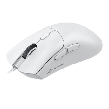 MOUSE GAMER COM FIO ATTACK SHARK R1 ULTRALEVE E DESIGN ERGONOMICO 12800 DPI 6 BOTOES BRANCO