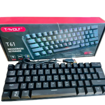 T61 Teclado Mecânico Gamer Mini  Portátil Usb Wired Jogo  Computador Portáti T61