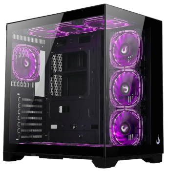 GABINETE GAMER RISE MODE GALAXY GLASS STANDARD V2 MID TOWER ATX LATERAL E FRONTAL EM VIDRO TEMPERADO SEM FANS PRETO