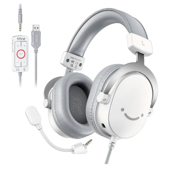 Headset Gamer Fifine H9, Som Surround 7.1, USB, Console e PC, Branco - H9W