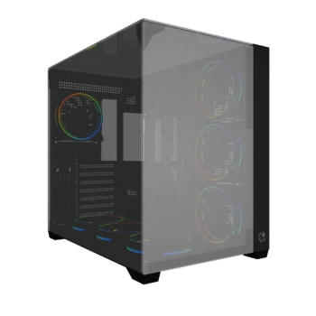 GABINETE GAMER BG-059GRB GRAND VEGAS PRETO BLUECASE - S/ FONTE / VIDRO PANORAMICO ESPELHADO / USB-C / USB 3.0 / ATX / MI