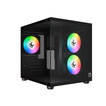 GABINETE GAMER BG-064 PURE PRO PRETO BLUECASE - 3X FAN RAINBOW / S/ FONTE / VIDRO / USB 3.0 / MICRO-ATX / MINI-ITX