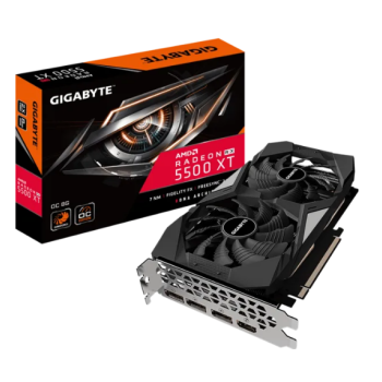 Placa de Video AMD Radeon™ RX 5500 XT Integrated with 8GB GDDR6 128-bit memory interface WINDFORCE 2X Cooling System with alternate spinning fans Protection Back Plate - OPENBOX
