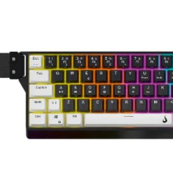 Teclado Gamer Mecanico Magnetico USB-C Rise Mode Vektor Pro ARGB Preto/Branco - RM-TCM-VKT-MGN-BW