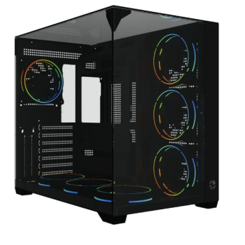 GABINETE GAMER BG-058GRB GRAND TOKYO PRETO BLUECASE - S/ FONTE / VIDRO PANORAMICO / USB-C / USB 3.0 / ATX / MICRO-ATX /