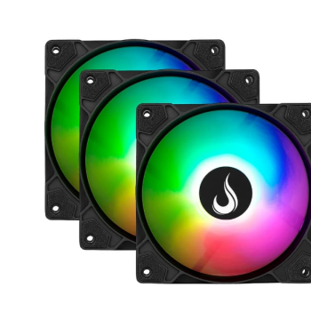Kit 3 Fans Gamer Rise Mode X led Rainbow - Black - RM-XLD-01-RBW