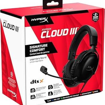 HEADSET GAMER HYPERX CLOUD III DTS DRIVERS 53MM USB PC PS5 PS4 XBOX SERIES XS XBOX ONE NINTENDO SWITCH MOBILE