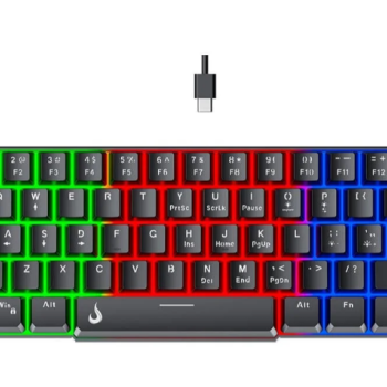 TECLADO SEMI MECANICO GAMER RISE MODE G2 MINI RGB USBC LAYOUT 60 PRETO RMTG02B