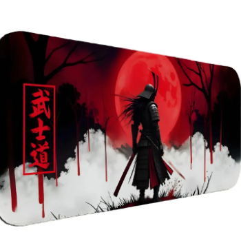 Mouse Pad Gamer 90x40 Speed Profissional Japão Samurai Waves Guerreiro Samurai Bushido