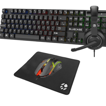 COMBO GAMER 4 EM 1 PLAY TECLADO MOUSE HEADSET MOUSEPAD - LED RAINBOW BLUECASE PN BGHPKM-01BX