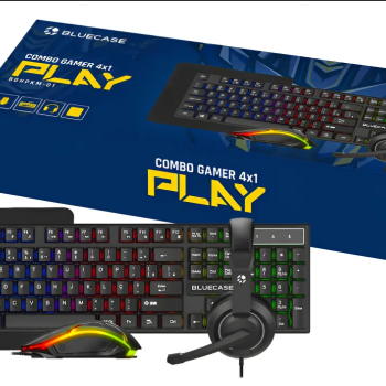COMBO GAMER 4 EM 1 PLAY TECLADO MOUSE HEADSET MOUSEPAD - LED RAINBOW BLUECASE PN BGHPKM-01BX
