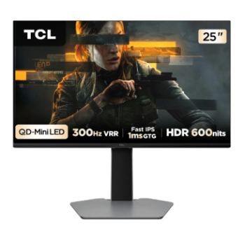 Monitor Gamer TCL 25 Polegadas QLED Mini LED Full HD G64 300Hz 1ms (GtG) Freesync HDR 600 nits