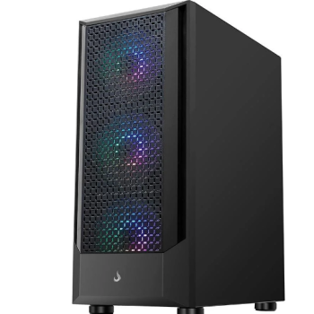 Gabinete Gamer Rise Mode Wave Black, Mid Tower, Lateral em Vidro Fumê, ARGB, ATX, 3 Cooler Fan ARGB, Preto -Z03