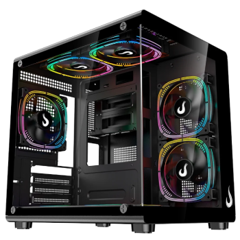 Gabinete Gamer Rise Mode Galaxy Full Glass X Mini Black - RM-CA-FGXN-B